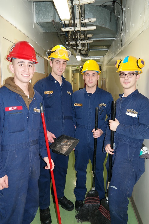 cadets mopping floor