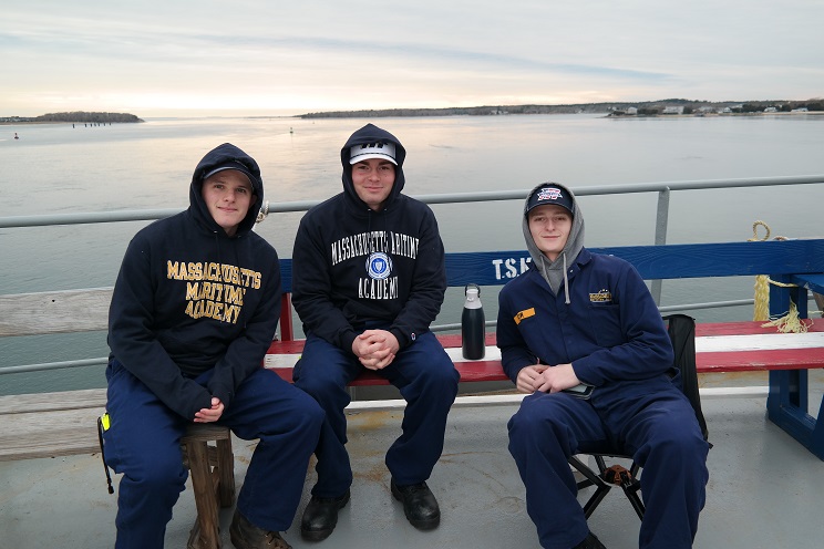 cadets relax on deck