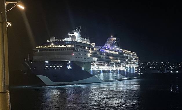 cruise ship at night