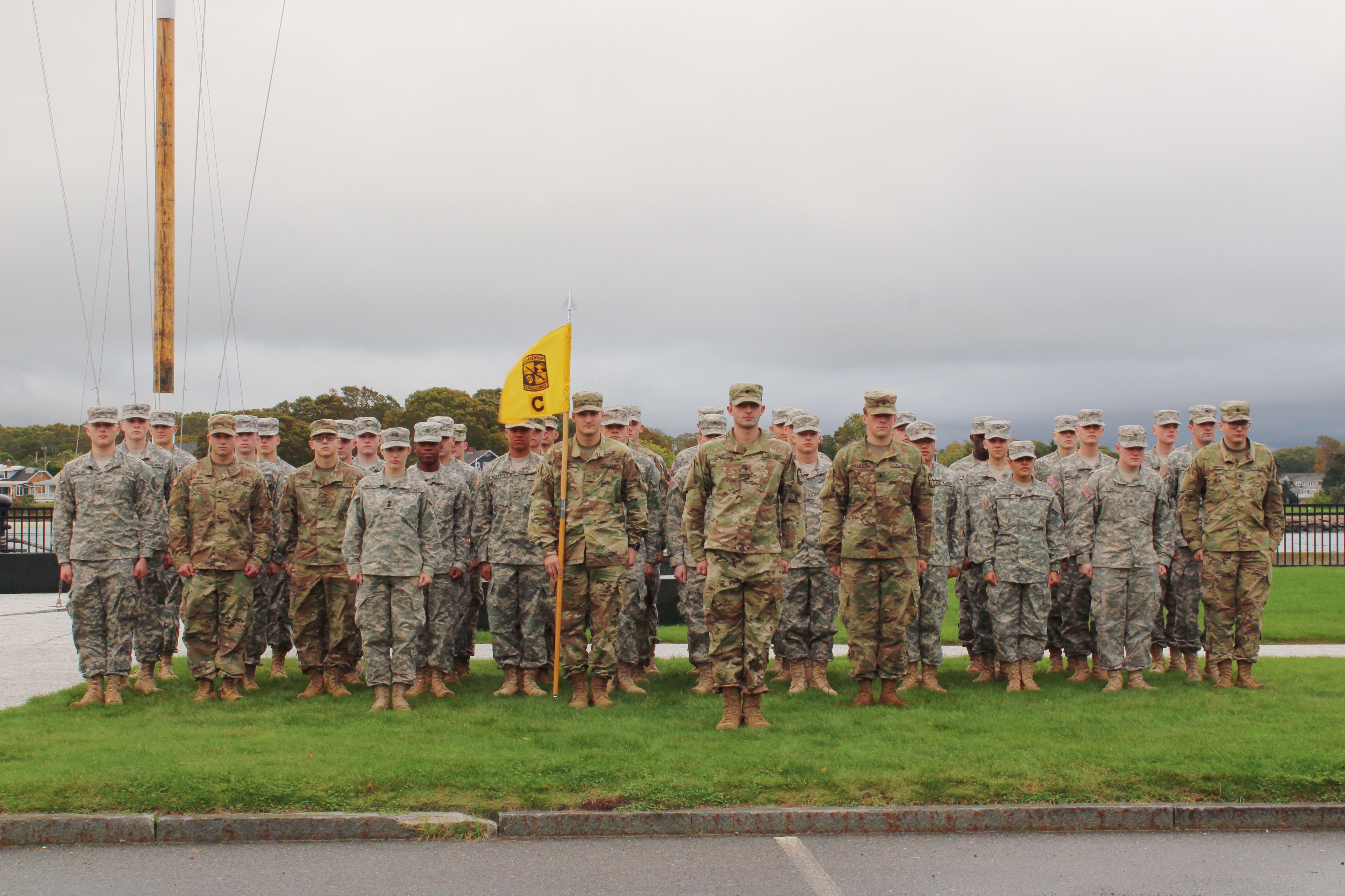 ROTC cadets standing at attention