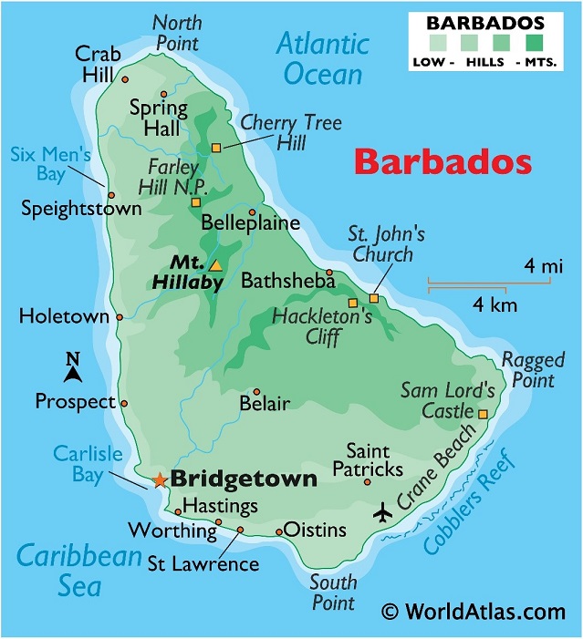 map of Barbados