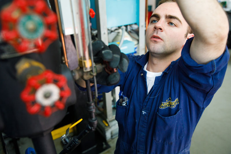 cadet working on a boiler