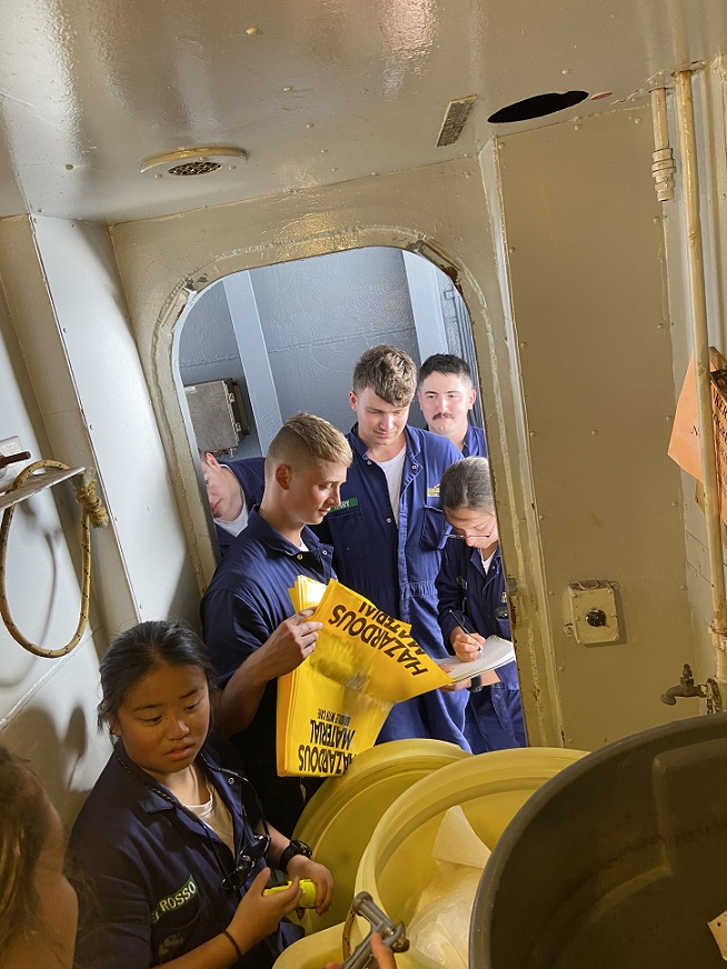 cadets outside of oil spill locker