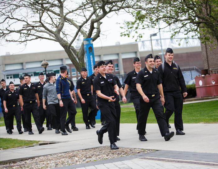 cadets walking on campus