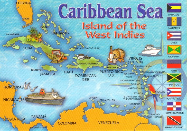 Caribbean post card map