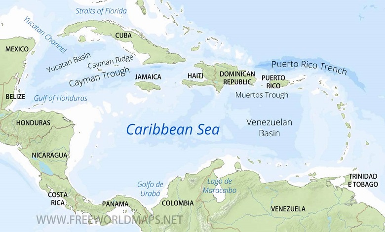 caribbean sea map