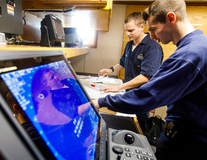 cadets using the tug simulator