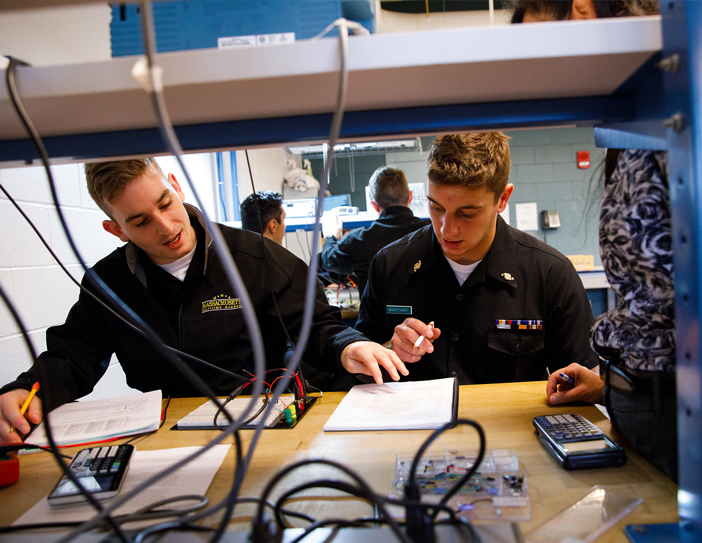 cadets in machine lab