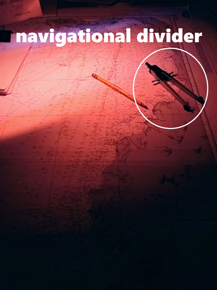 navigational divider on chart on bridge