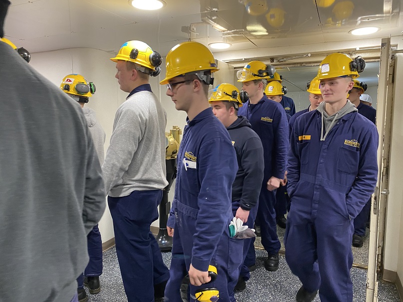 cadets evacuate ship for drill