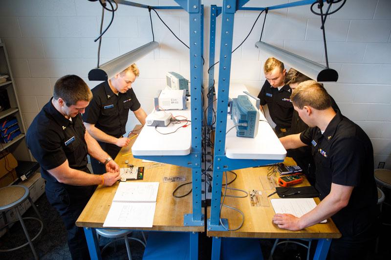 cadets in electronics lab