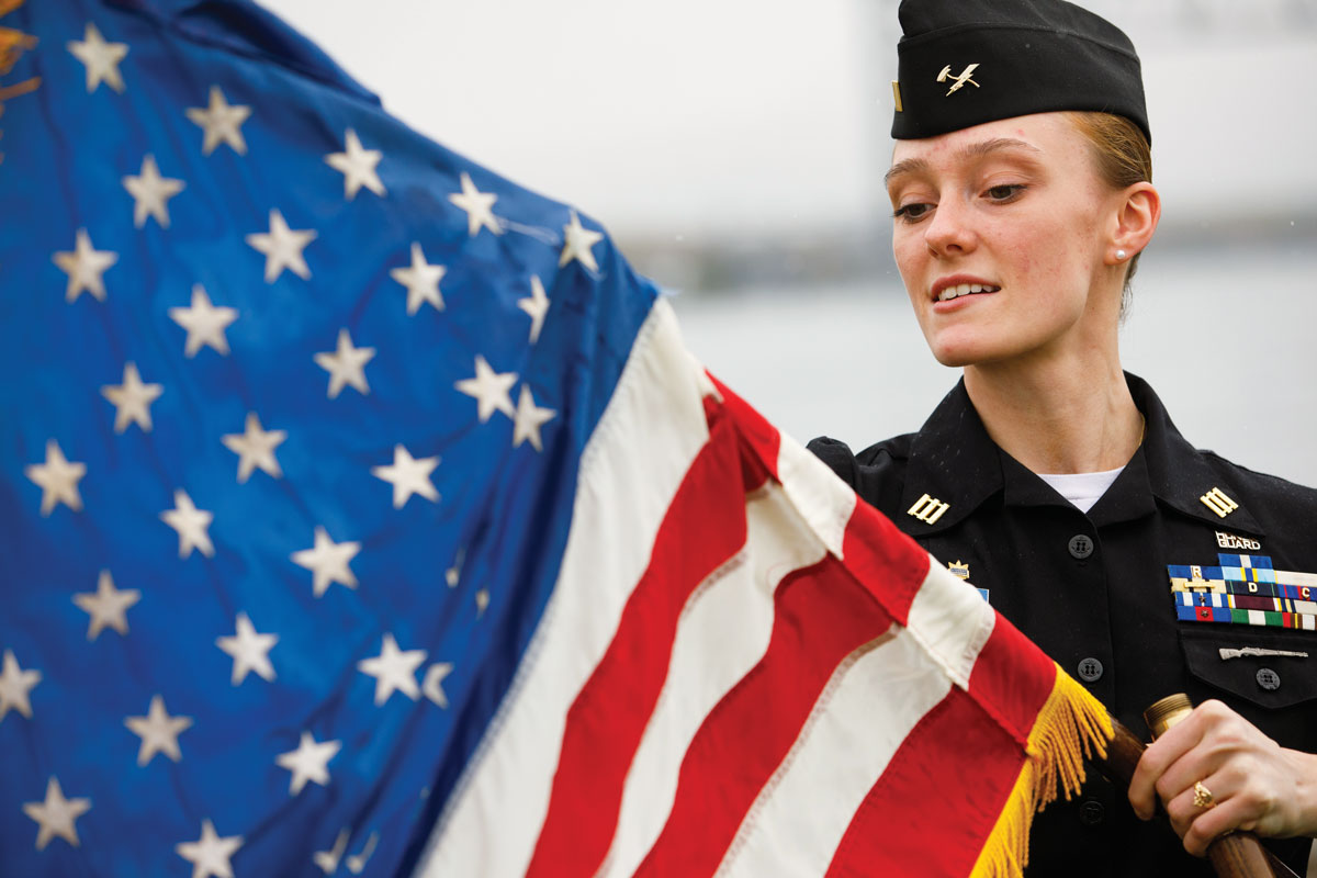 cadet with american flag