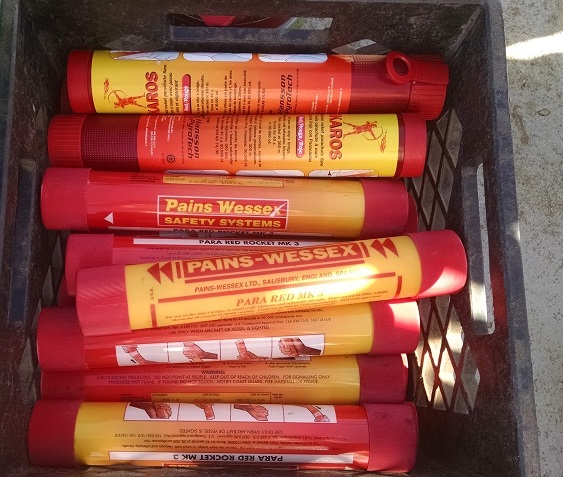 box of hand flares
