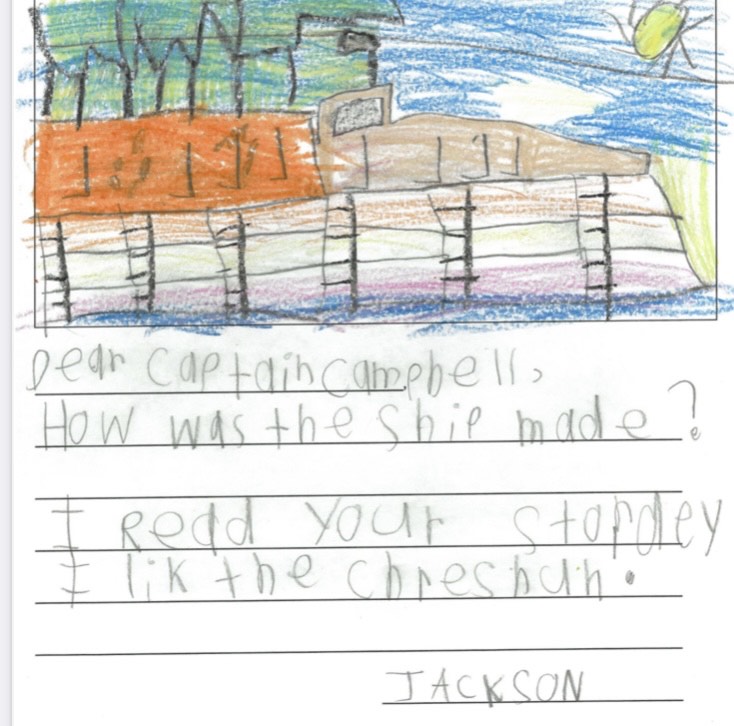 letter from student with illustration of ship