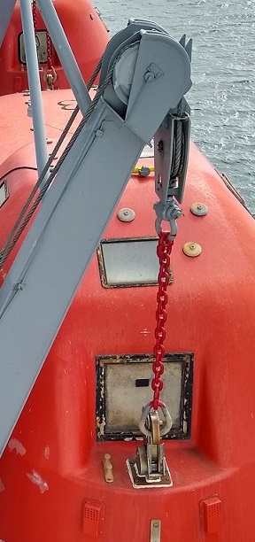 closeup of mechanics of lifeboats
