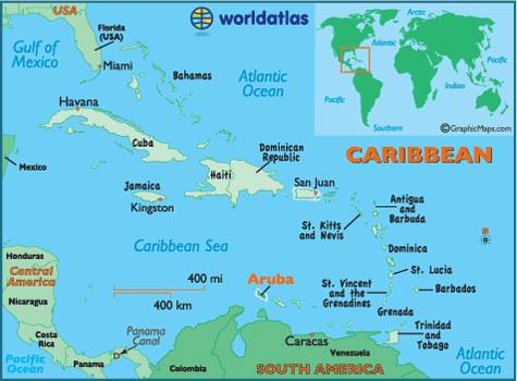 map of the caribbean
