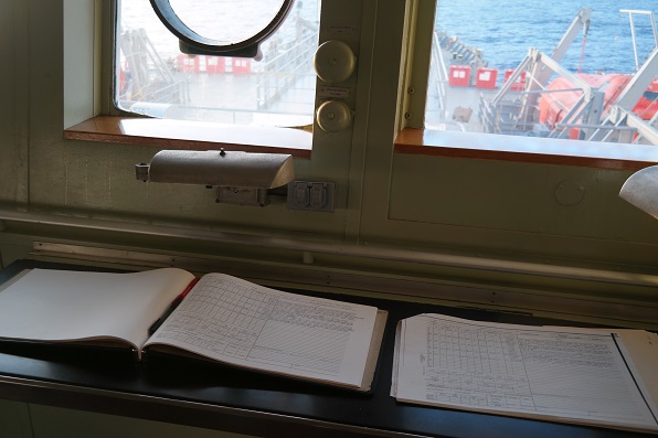 photo of log book by window