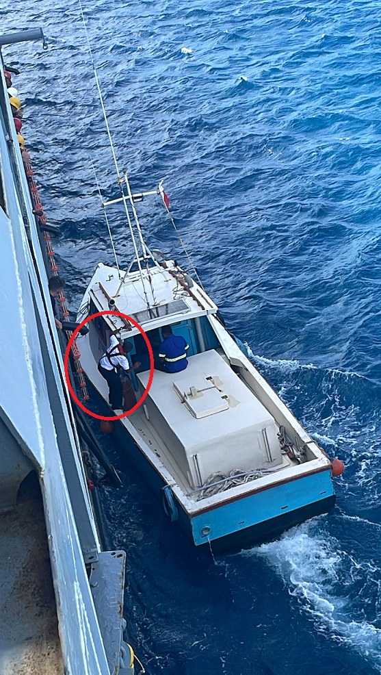 pilot leaving ship on ladder
