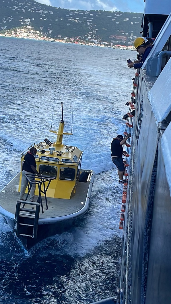 pilot climbing down ladder