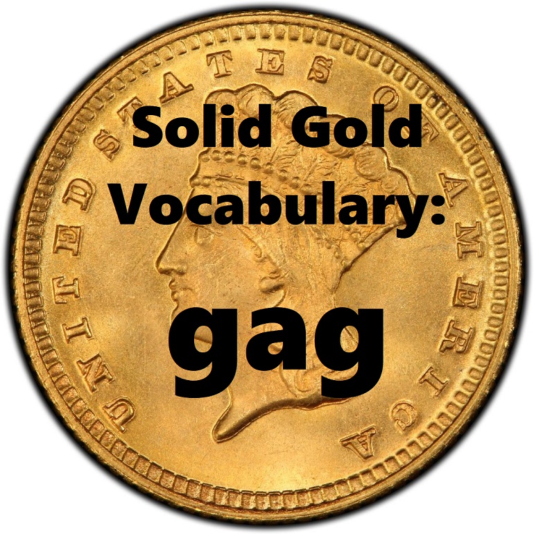 gold coin with word gag