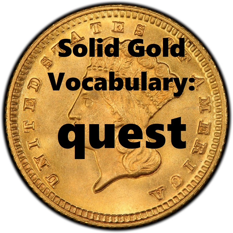 gold coin with word quest