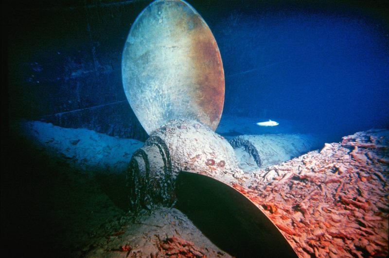 titanic's propeller under the ocean