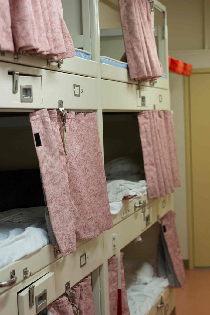 triple bunks in a cadet hold