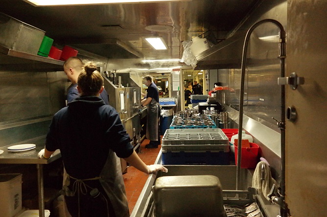 cadets working in scullery with dishes