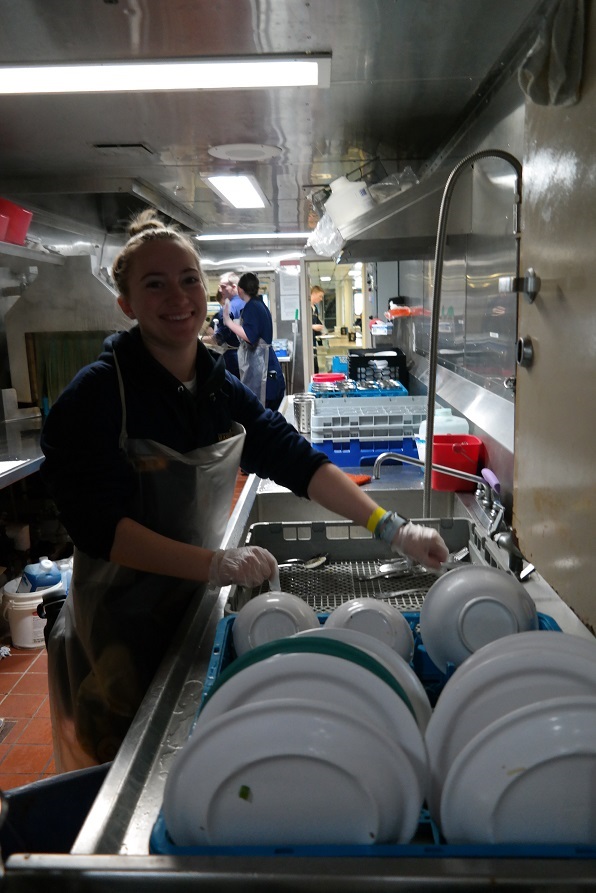 cadets working in scullery with dishes