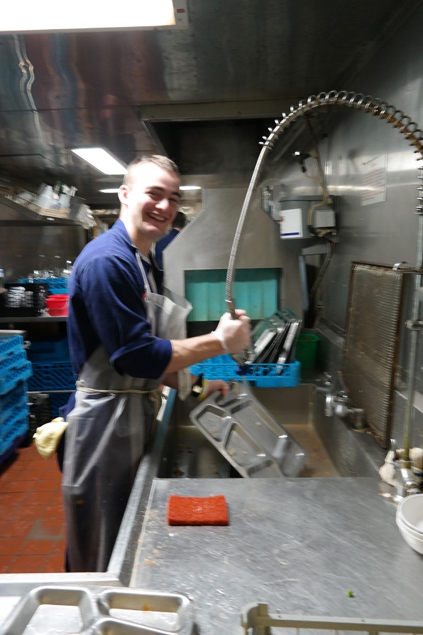 cadets working in scullery with dishes