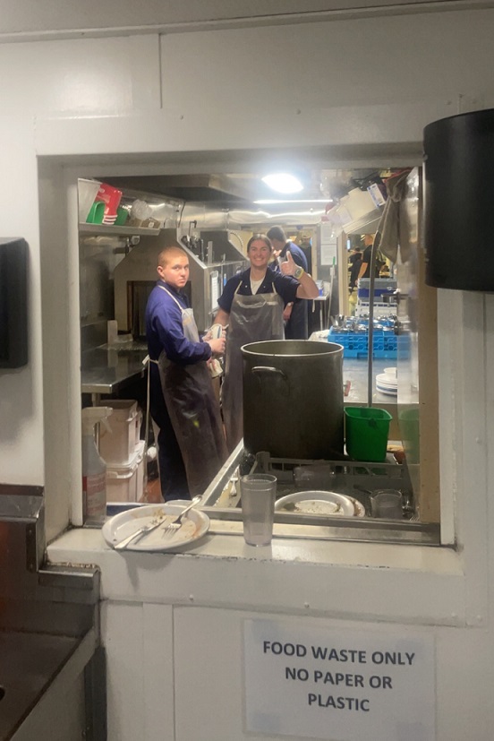 cadets working in scullery with dishes