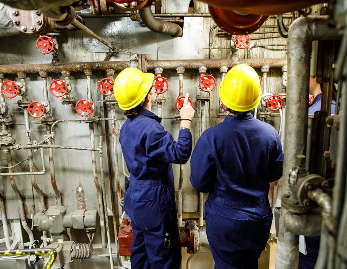 cadets in the engine room