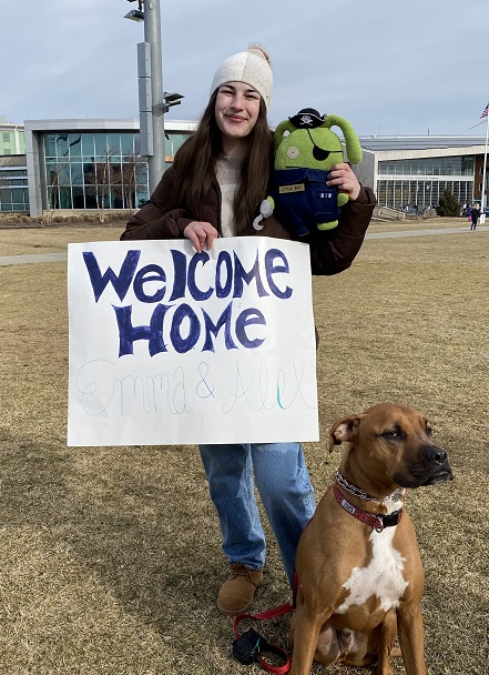 sign with dog