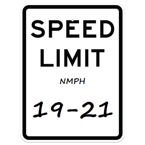 speed limit sign, 19-21 NMPH