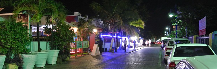 shot of street at night in small village