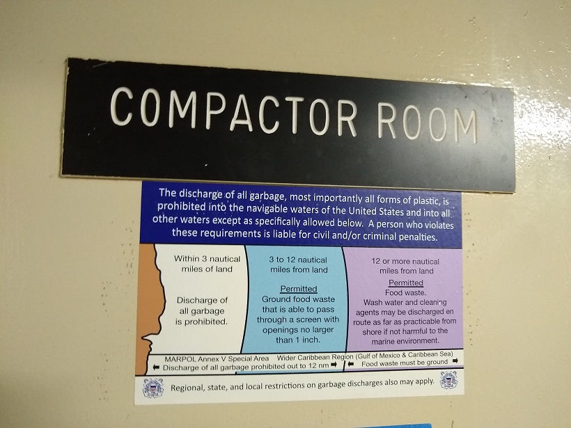trash compactor room sign