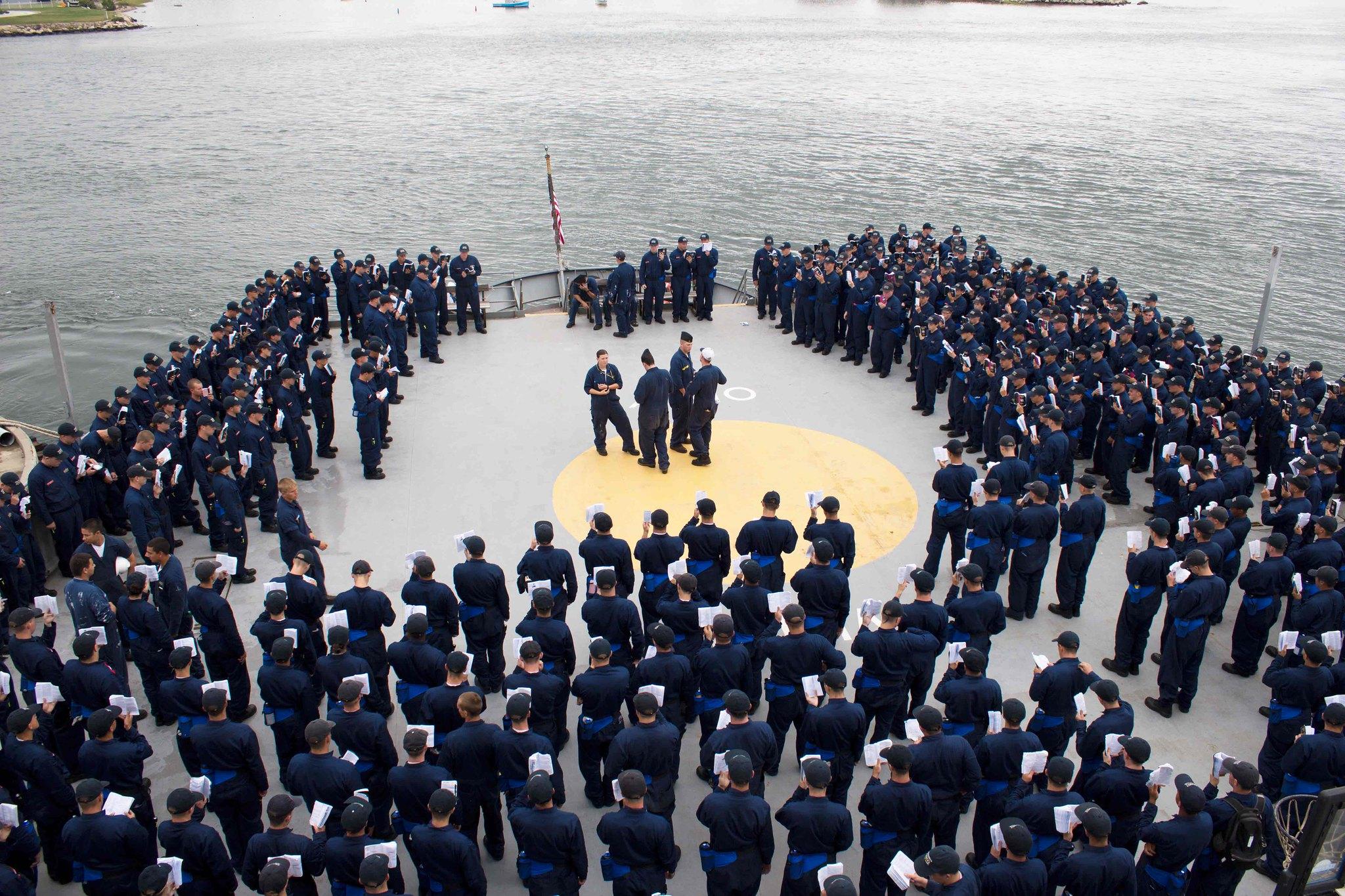 cadets on helo deck of the TS kennedy