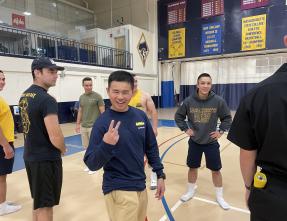 Students playing badmitton