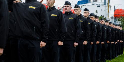 cadets lined up on parade field