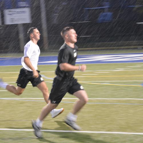 The Cadre giving their all during a rainy morning PT